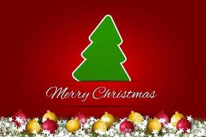 Merry Christmas lettering red tree background vector