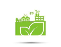 Factory ecology Industry icon Clean energy with eco friendly concept ideas vector