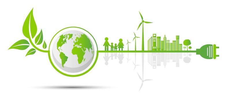 Ecology and Environmental Concept Earth Symbol With Green Leaves Around Cities Help The World With Eco Friendly Ideas