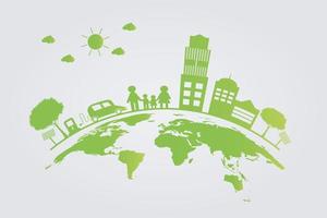 Ecology Green cities help the world with eco friendly concept ideas vector