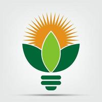 symbol ecology bulb logos of green with sun and leaves nature element vector