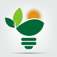 symbol ecology bulb logos of green with sun and leaves nature element icon on white background vector