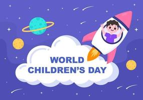 ilustración del día del niño feliz con personaje de dibujos animados vector