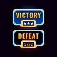 game ui golden diamond victory and defeat design interface vector