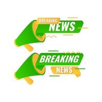 flat modern breaking news banner template with megaphone vector