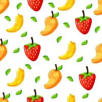 flat hand drawn healthy fruits seamless pattern design vector