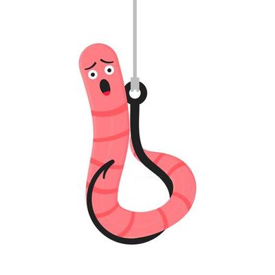 Quirky Drawing Worm On Hook Stock Vector (Royalty Free) 49472785