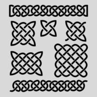 Set of celtic patterns and celtic elements Vector illustration black infinite