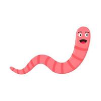 Earthworm cartoon character icon sigh Worm with face expression vector