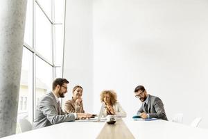 People in a meeting with copy space photo