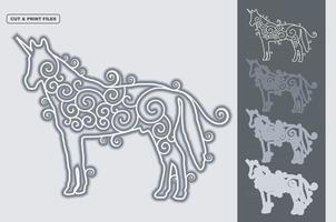 unicornio mandala en capas vector 3d