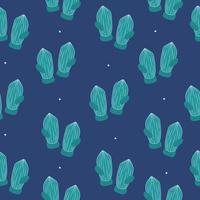 Pattern with christmas green mittens on blue background vector