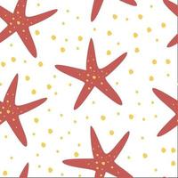 Hand drawn seamless repeat pattern with starfish. Creative undersea childish texture. vector