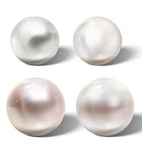 Realistic shiny natural sea pearl with light effects