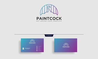 pavo real pintura arco iris colorido plantilla de logotipo con tarjeta de visita vector