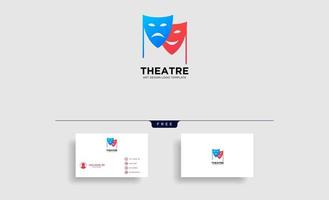 theater mask actor logo template vector icon element with business card