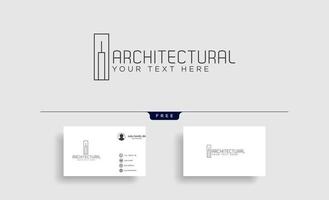 elementos de icono de vector de plantilla de logotipo de construcción de arquitectura con tarjeta de visita