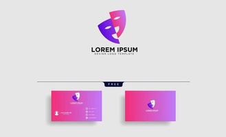 theater mask actor logo template vector icon element with business card