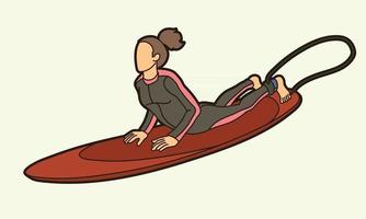 Surfer Surfing Sport Female Player vector