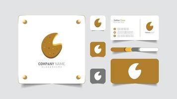 Diseño de logotipo de panadería con tarjeta de visita. vector