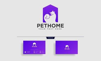pet animals care consulting logo template vector illustration with business card