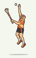 hurling deporte jugador masculino saltando vector