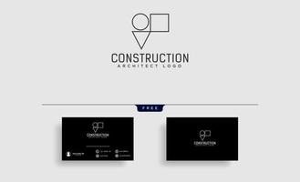 Vector flat construction company brand design template and Building business company and architect bureau insignia logo illustration isolated on white background Line art Vector