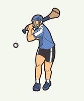 hurling deporte jugador masculino acción vector