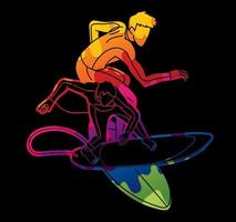 Abstract Group of Surfer Male Player vector