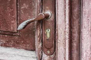 Vintage wooden door close up photo