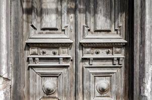 Vintage wooden door close up photo