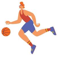 Sportsmen training with ball. Young man skilled sportsman in uniform running vector