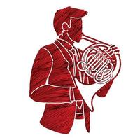 French Horn Player Musician Orchestra vector