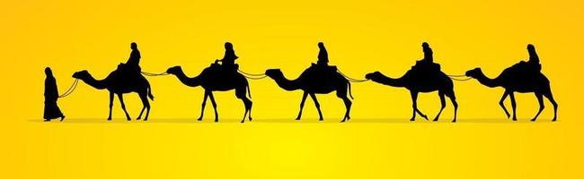 Cameleer with Camels Caravan vector