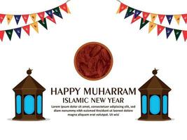 Flat design concept of happy muharram celebration background vector