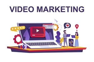 Video marketing web concept in flat style vector