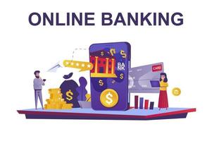 Online banking web concept in flat style vector