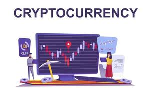 Cryptocurrency and finance web concept in flat style vector