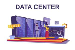 concepto web de centro de datos en estilo plano vector