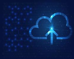 Abstract cloud storage upload technology in the future background vector