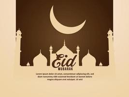 Islamic festival eid mubarak flat design with mosque vector