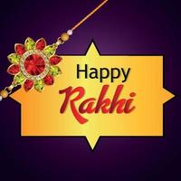 Indian festival happy raksha bandhan invitation greeting card with crystal rakhi vector