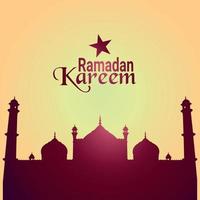 Ramadan kareem islamic festival greeting card with mosque vector