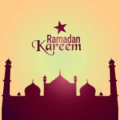 Ramadan kareem islamic festival greeting card with mosque