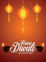 Happy diwali festival of light celebration flyer vector
