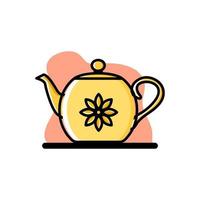 Flower Teapot Conceptual Vector Illustration Design Icon