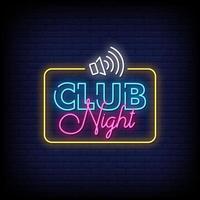 Club Night Neon Signs Style Text Vector