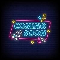 Coming Soon Neon Signs Style Text Vector