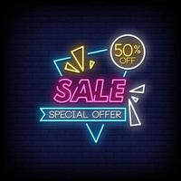 Sale Special Offer Neon Signs Style Text Vector