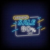 Weekend Sale Neon Signs Style Text Vector